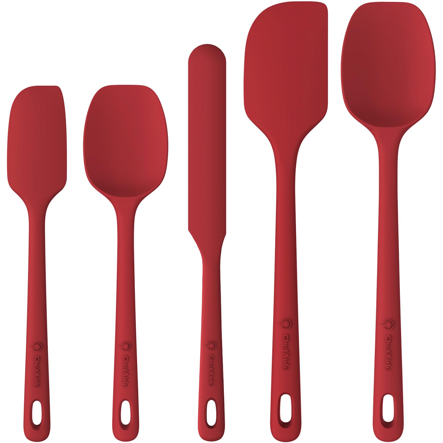 5 Pieces Silicone Spatula Set, Food Grade Rubber Spatula, Upgrade Strong Handle with Ergonomic Grip, Heat Resistant Up to 600°F for Nonstick Cookware, Cooking